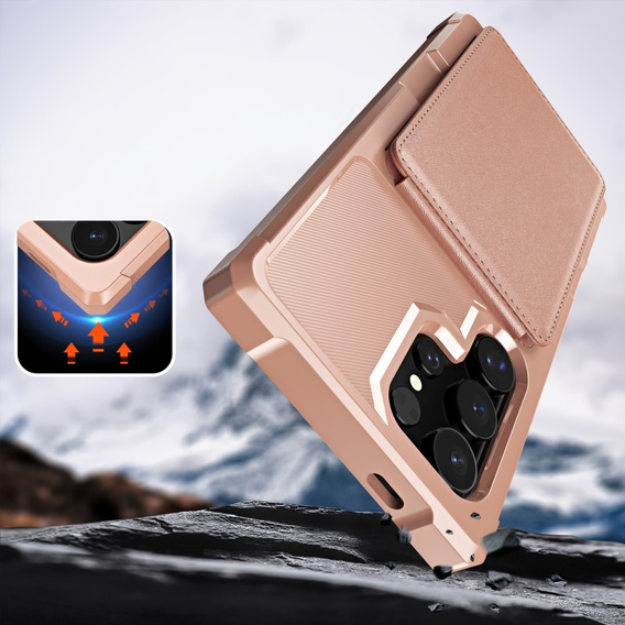 Tok Samsung Galaxy S25 Ultra, Card Holder Kickstand, rózsaszín
