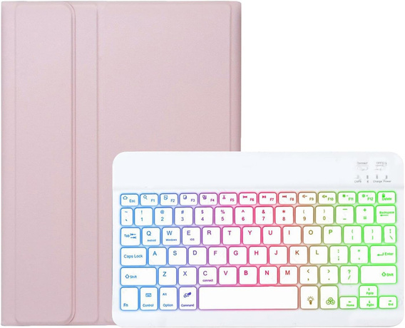 Kivilágított bluetooth billentyűzettel ellátott tok iPad 10.9 2022 (10 gen.), rózsaszín