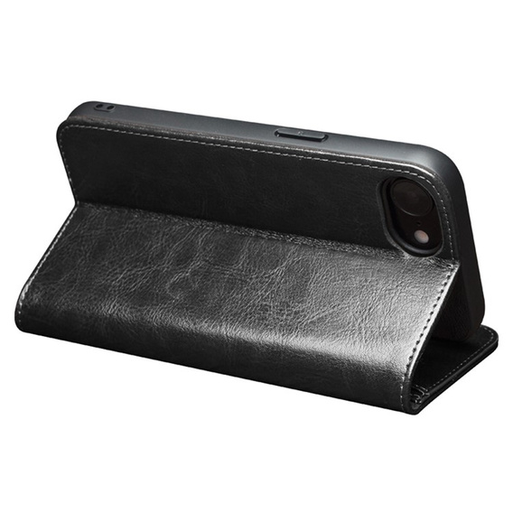 Flip tok Iphone 16E, QIALINO Leather Wallet, fekete