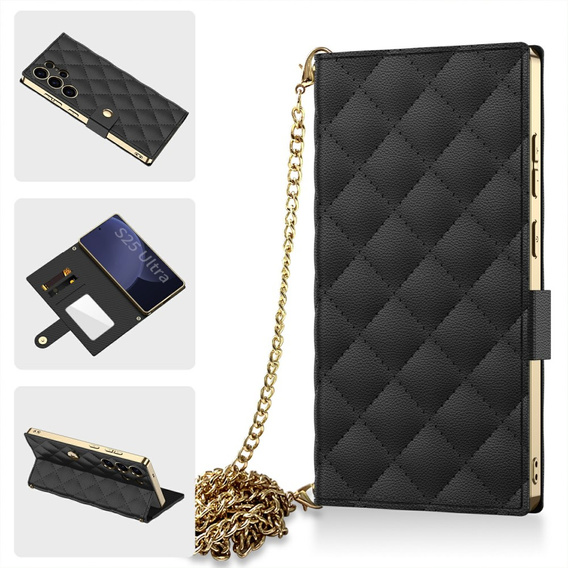 Flip tok Samsung Galaxy S25 Ultra készülékhez, GKK Mirror Wallet, fekete