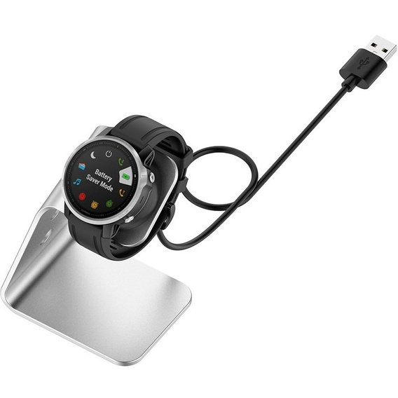 Alumínium USB dokkolóállomás a Garmin Fenix 7/7S/7X/6/6X/6S/6S készülékhez, ezüst színű