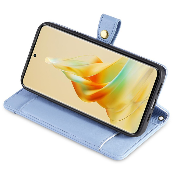 Pattintható tok a Oppo A78 4G, Wallet Zipper Pocket, kék