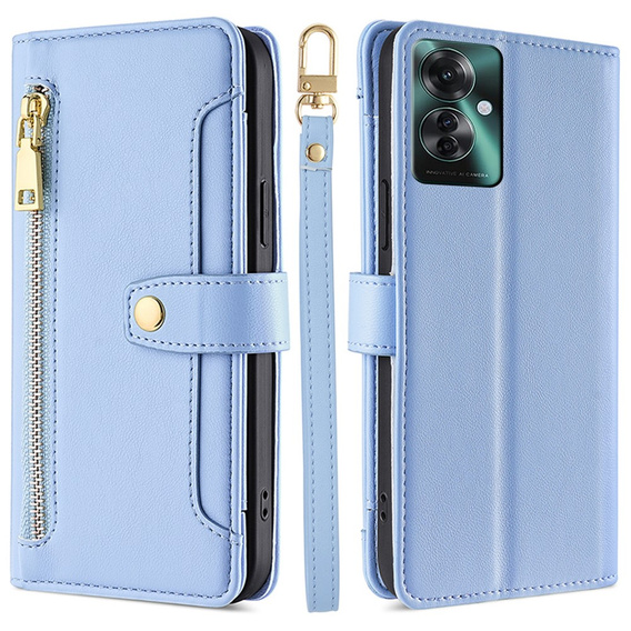 Pattintható tok a Oppo Reno 11F 5G, Wallet Zipper Pocket, kék