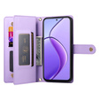 Pattintható tok a Realme 14 Pro+ 5G, Wallet Zipper Pocket, lila