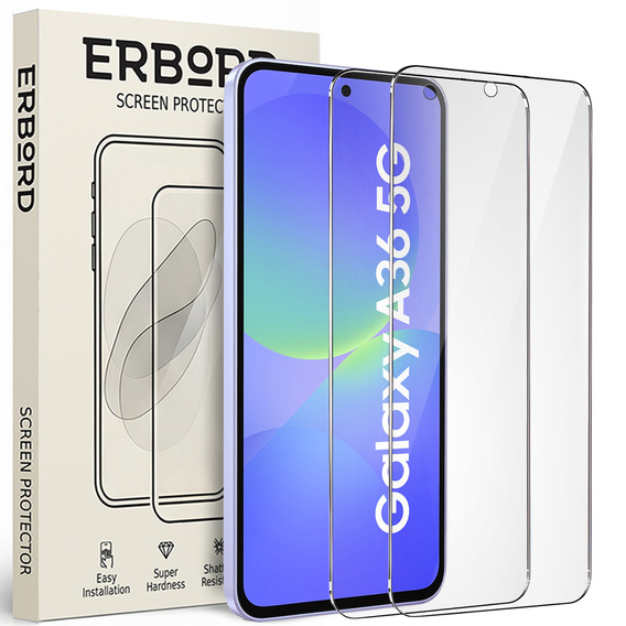 2x edzett üveg ERBORD 9H Hard Glass a képernyőn a Samsung Galaxy A36 5G