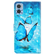 Pattintható tok a Motorola Moto E22 / E22i, Wallet Butterfly, kék