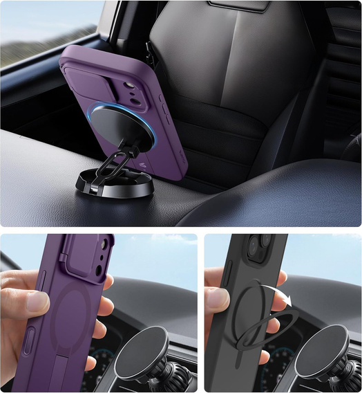 Suritch ütésálló tok állvánnyal és kamerafedéllel, MagSafe-hez, iPhone 17 Pro Max-hoz