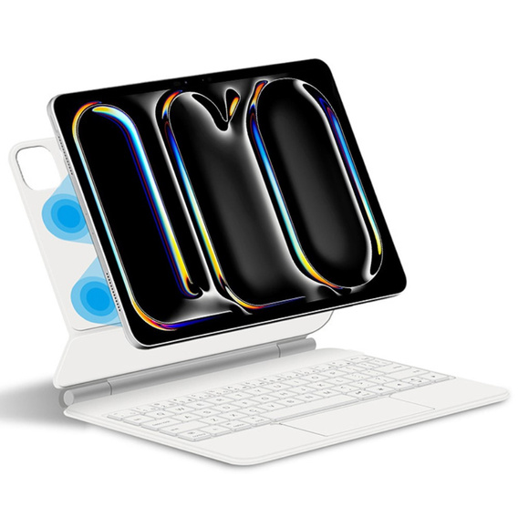 Billentyűzet tok iPad Pro 11" 2024, Magnetic Keyboard Touchpad, fehér