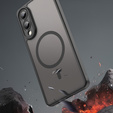 Tok Samsung Galaxy S25 Edge, Kickstand Matt Case, MagSafe-hoz, fekete + képernyőüveg