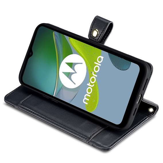 Pattintható tok a Motorola Moto G73 5G, Wallet Zipper Pocket, fekete