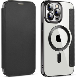 Pattintható tok a iPhone 13 Pro Max, RFID Wallet MagSafe CamShield, fekete