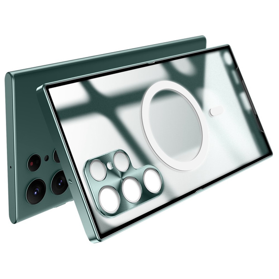Kameravédő tok Samsung Galaxy S22 Ultra, CamShield MagSafe, átlátszó / zöld