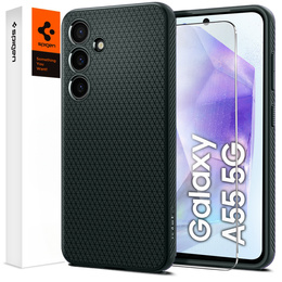 A Spigen tok Samsung Galaxy A55 5G, Liquid Air, zöld + 9H edzett üveghez