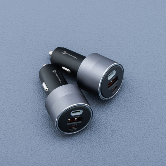 Forcell F-Energy Alu 85 W autós töltő, 2 × USB-C + USB-A, PD / QC 4.0 / SFC 2.0