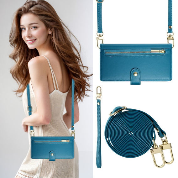 Pattintható tok a Xiaomi 14T, Wallet Zipper Pocket, kék