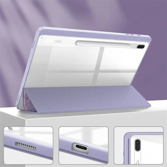 Tok Samsung Galaxy Tab S10 FE+ Plus, Smartcase Hybrid, tolltartó résszel, Marble lila