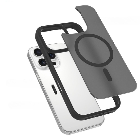 ERBORD MagSafe tok iPhone 16 Pro-hoz, Matte Case, aktív gomb, matt / fekete