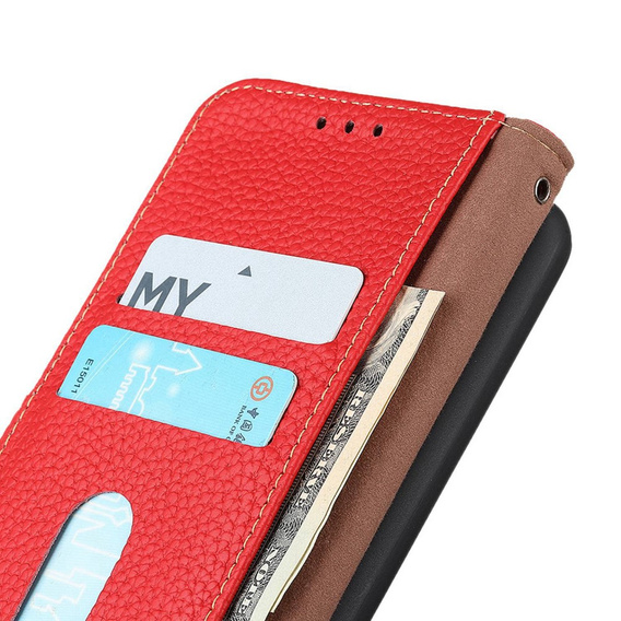 KHAZNEH RFID tok OnePlus 12R, Litchi textúra, piros