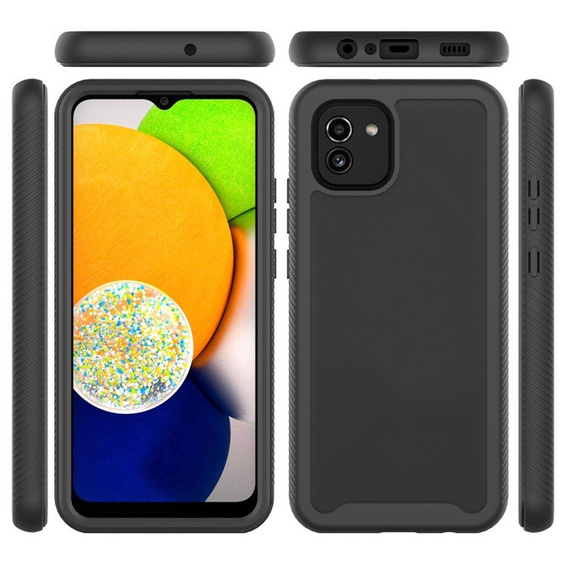 Tok Samsung Galaxy A03 készülékhez, Shockproof, fóliával, fekete