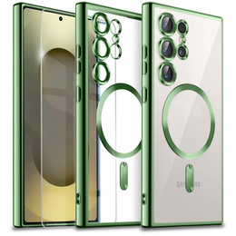 Tok Samsung Galaxy S25 Ultra-hoz, Electro MagSafe, zöld + üveg a képernyőhöz
