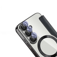 Pattintható tok a Samsung Galaxy S25, RFID Rhombus Wallet MagSafe CamShield, fekete