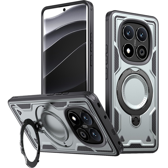 tok Xiaomi Redmi Note 14 Pro 5G /  Poco X7 5G, katonai MagSafe, szürke + 9H Glass