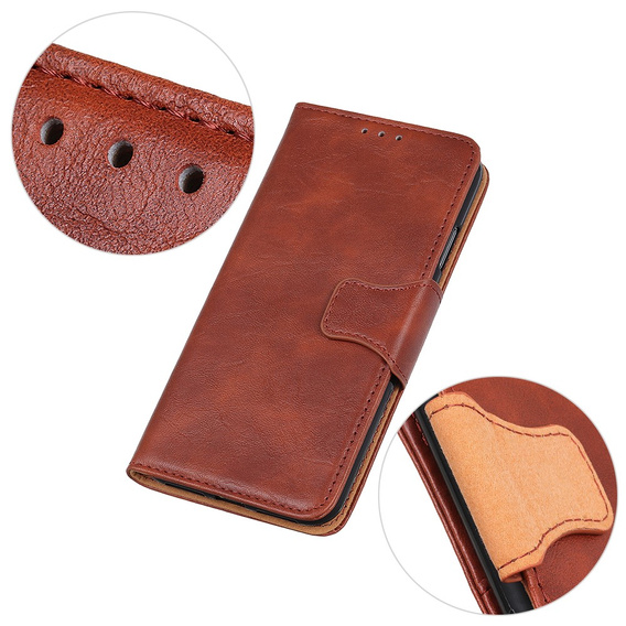 Pattintható tok a Samsung Galaxy S25 Edge, Crazy Horse Wallet, barna