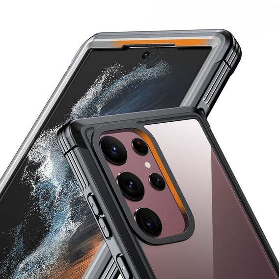 Tok Samsung Galaxy S22 Ultra készülékhez, Shockproof, fóliával, fekete