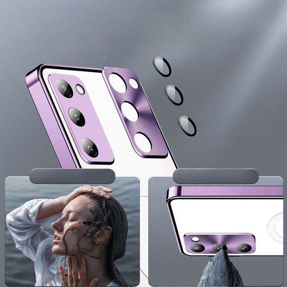 Kameravédő tok Samsung Galaxy S20 FE, CamShield MagSafe, átlátszó / lila