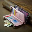 Tok CASEME Samsung Galaxy S24 FE, RFID Leather Wallet, vállpánttal, rózsaszín