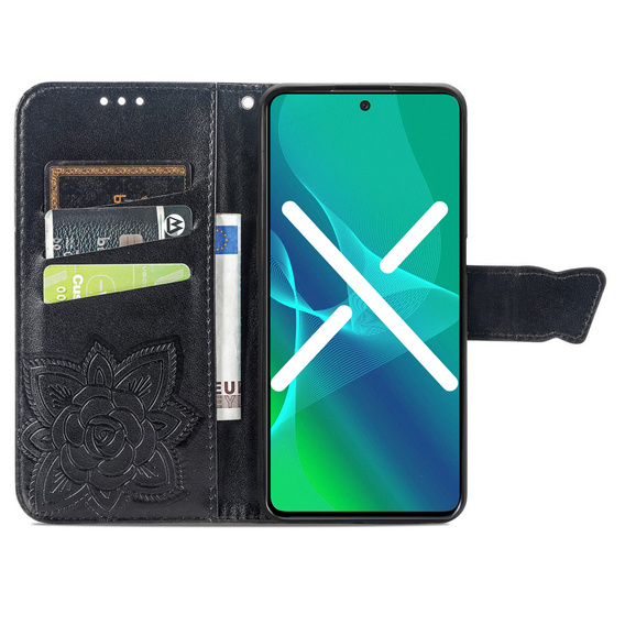 Pattintható tok a Motorola Moto G14, Butterfly, fekete