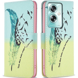 Pattintható tok a Oppo A79 5G, Wallet, feather, kék
