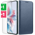 Tok Oppo Reno 11F 5G készülékhez, Smart Magnet, sötétkék + 9H üveg