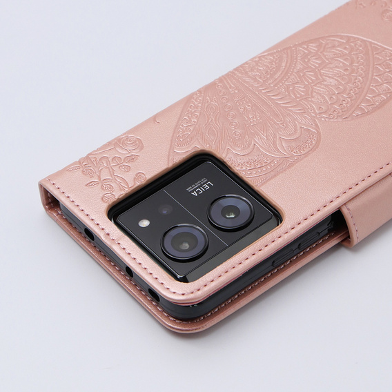 Pattintható tok a Xiaomi 13T / 13T Pro, Butterfly, rózsaszín rose gold