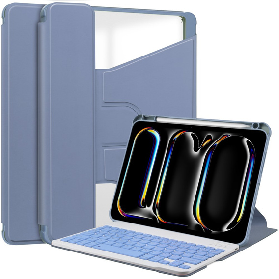 Billentyűzet tok iPad Pro 11" 2024 (5 gen.), Rotary 360° Leather, lila