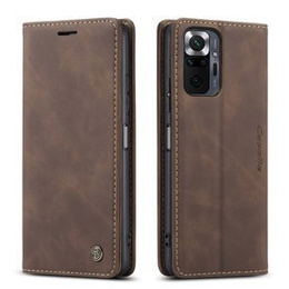 CASEME tok Xiaomi Redmi Note 10 Pro, Leather Wallet Case, kávé