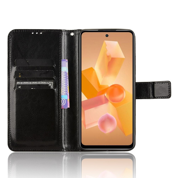 Pattintható tok a Infinix Hot 40i, Crazy Horse Wallet, fekete