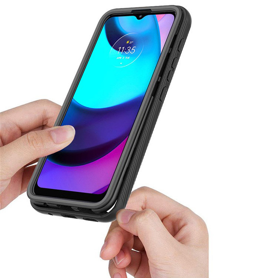 Tok Motorola Moto E20 készülékhez, Shockproof, fóliával, kék