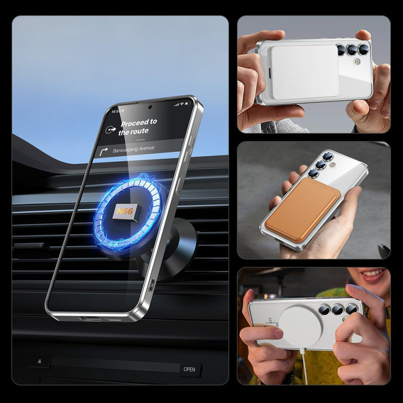 Tok Samsung Galaxy S25-hoz, Electro MagSafe, ezüst + üveg a képernyőhöz