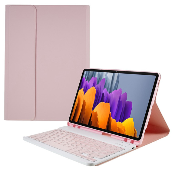 Tok + billentyűzet Samsung Galaxy Tab S7 T870/T875 / S8, Pen Slot, rózsaszín rose gold