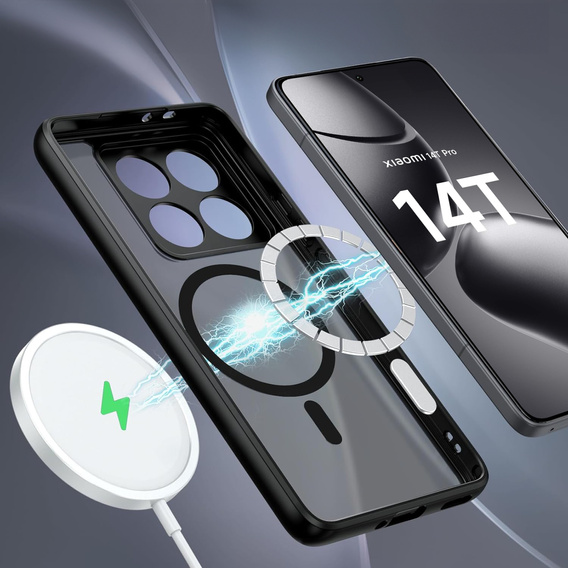 Tok Xiaomi 14T Pro-hoz, MagSafe, ERBORD Matt Case, fekete + képernyőüveg