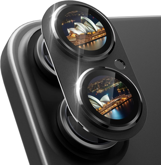 Fényképezőüveg iPhone 16 / 16 Plus készülékhez, fekete fém borítással ERBORD