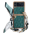 Tok Samsung Galaxy Z Flip4 5G, Grid Leather, zöld