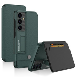 Pattintható tok Samsung Galaxy S25, GKK Card Slot Wallet, zöld
