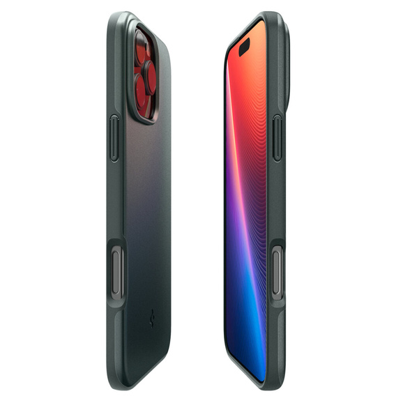 Spigen tok iPhone 16 Pro készülékhez, Thin Fit Mag, zöld + 9H edzett üveg