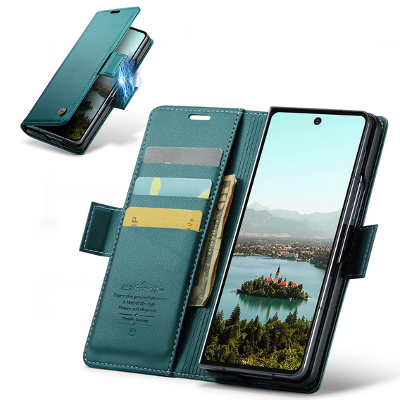 CASEME Litchi pénztárca flip tok Samsung Galaxy Z Fold7 5G számára