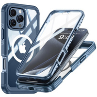 Tok iPhone 16 Pro Max-hoz, Shockproof, üveggel, MagSafe-hoz, sötétkék