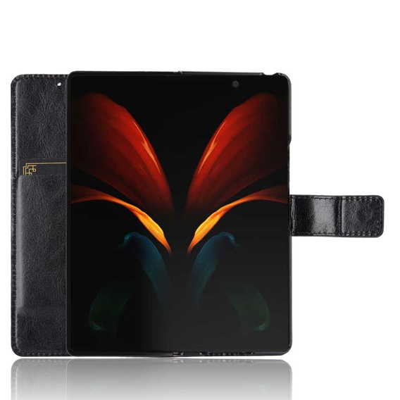 Pattintható tok a Samsung Galaxy Z Fold 2 5G, Crazy Horse Wallet, fekete