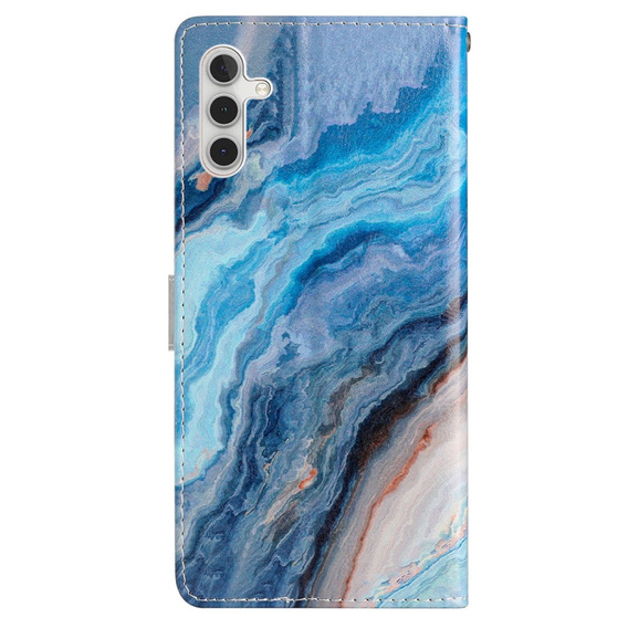 Pattintható tok a Samsung Galaxy A25 5G, Wallet Marble, kék + 9H üveg