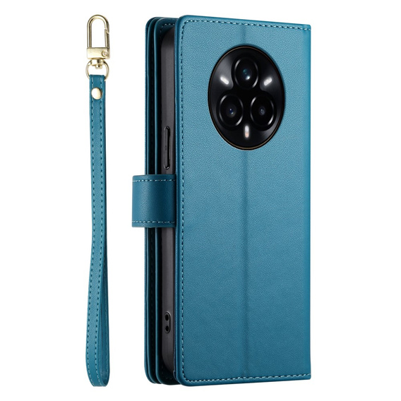 Pattintható tok a Realme 14 Pro 5G, Wallet Zipper Pocket, kék